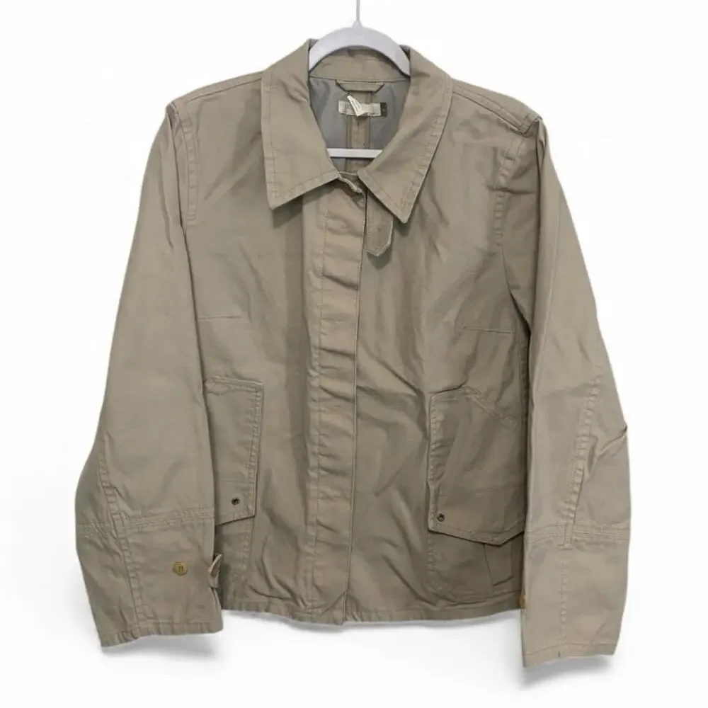 J. Crew Wallace & Barnes Utility Jacket Men's XL Khaki Tan Cotton Zip Up Snaps
